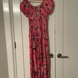 Vibrant Pink Floral Maxi Dress
